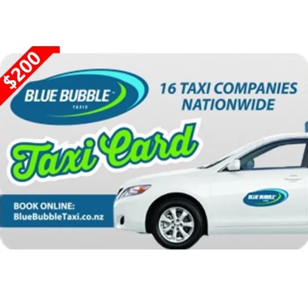 Blue Bubble Taxis $200 NZD Physical Gift Card (Express Delivery)